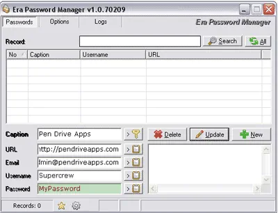 EMP password manager screenshot