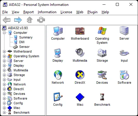 AIDA32 System Information Tool