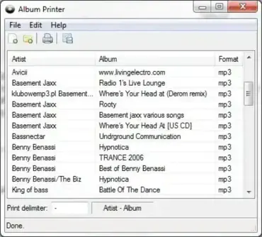 Album Printer - Create a List of Songs