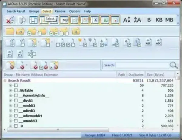 AllDup Portable Interface AllDup Portable File Cleaner
