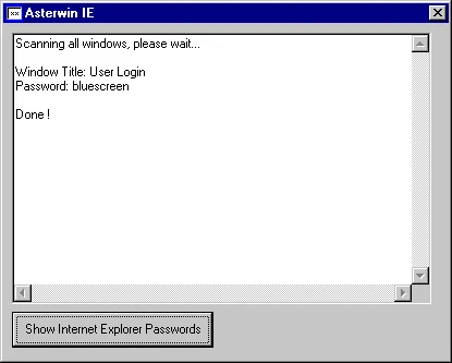 Asterwin Reveal Internet Explorer Passwords