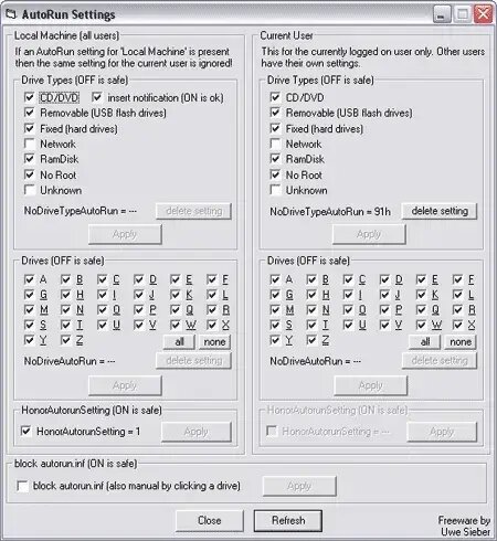 AutoRun Settings