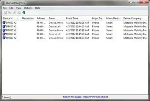 BluetoothLogView - Bluetooth Device Monitor BluetoothLogView - Bluetooth Device Monitor