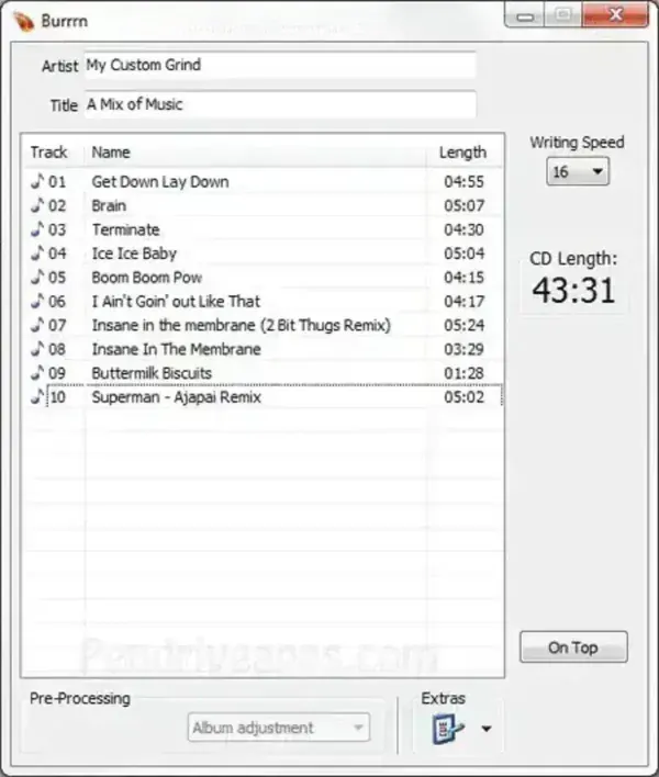 Using Burrrn to make a CD Burrrn - Free Audio CD Creator
