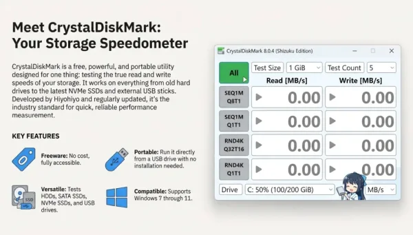 CrystalDiskmark USB Benchmark Testing Storage Speedometer