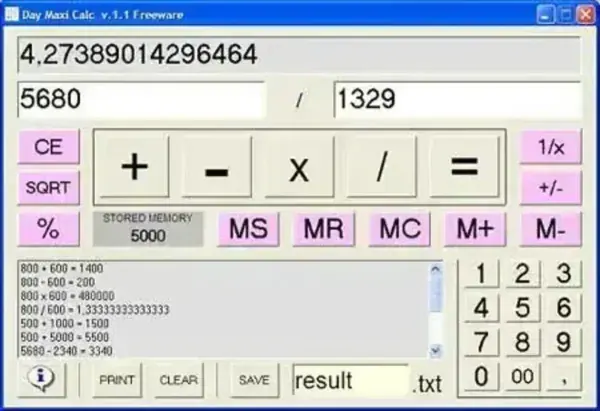 Day Maxi Calc - Free Portable Calculator