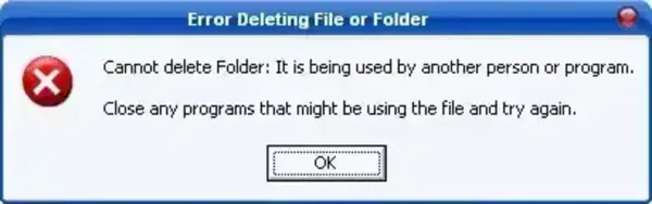 Error Deleting File - File In Use by another program Error Deleting File - File In Use