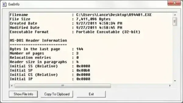 exeinfo - Exe Info Tool
