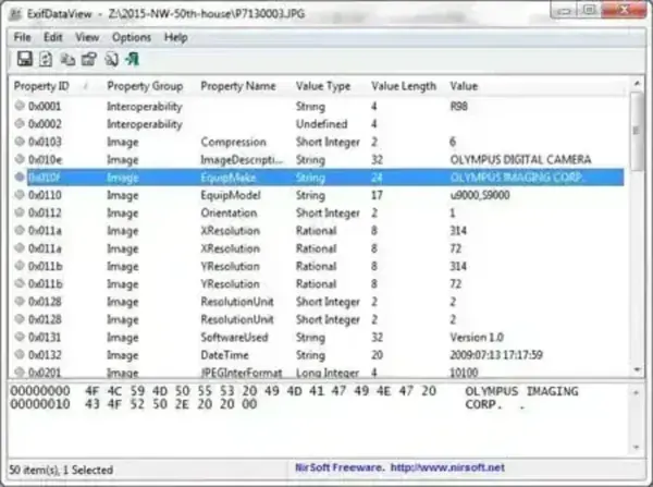 ExifDataView portable EXIF metadata viewer