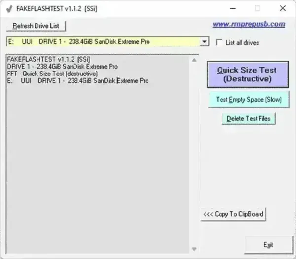 FakeFlashTest - USB Flash Drive Testing Tool FakeFlashTest USB flash drive testing tool