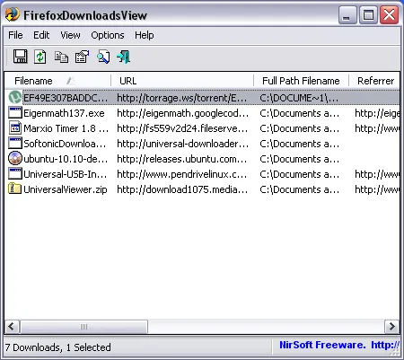 FirefoxDownloadsView - View Download History