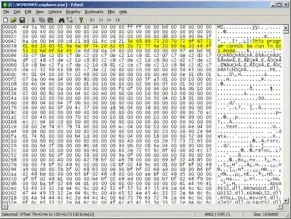 Frhed Hex Editor Screenshot