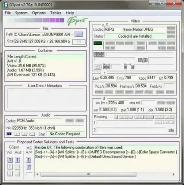 GSpot Free Codec Checker for Windows