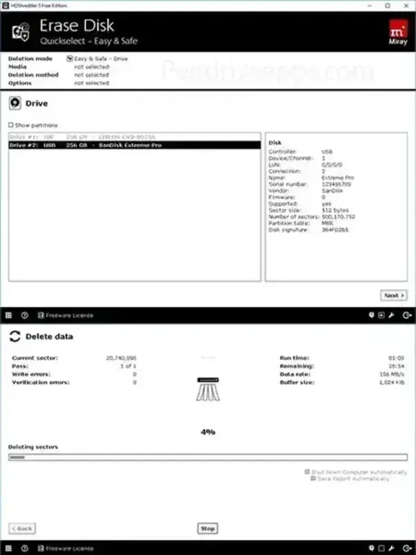 HDShredder Wiping a Drive HDShredder - Disk Wiping Tool