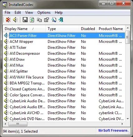 Installed Codec
