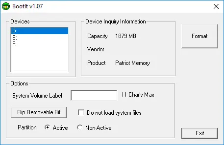 Lexar Bootit USB Format and Flip Removable Bit