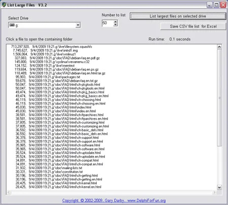 List Largest Files