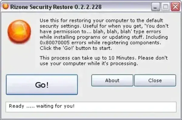 Restore and Repair 0x80070005 system restore