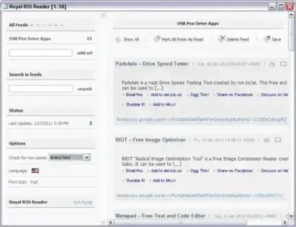 Royal RSS Feed Reader Portable RSS Feed Reader - Royal RSS Reader