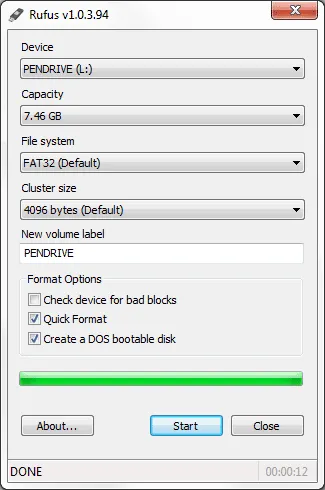 Rufus - Create a DOS Bootable USB disk