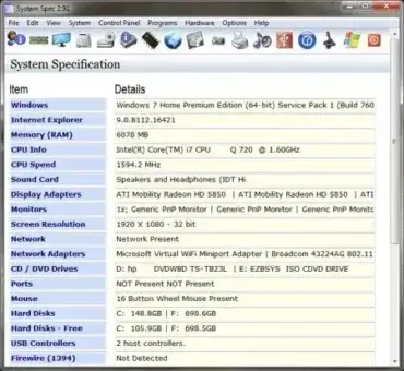 System Spec - Portable System Information Tool