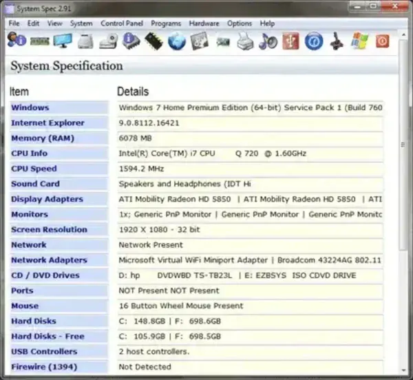 System Spec - Portable System Information Tool