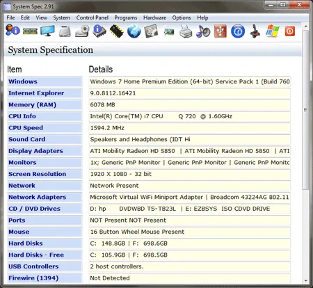 System Spec - Portable System Information Tool