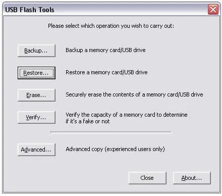 USB Flash Tools - Backup, Restore, Erase USB USB Flash Tools