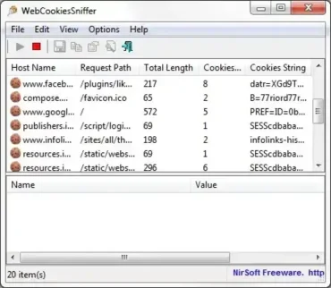 WebCookieSniffer - Capture Web Cookies