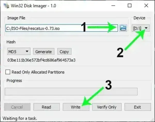 Write Image to USB - Win32DiskImager
