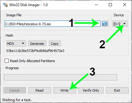 Write Image to USB - Win32DiskImager