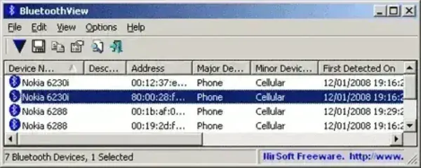 bluetoothview screenshot