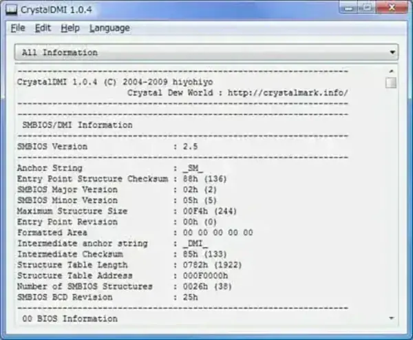 CrystalDMI - SMBIOS Information Utility