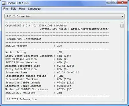 CrystalDMI - SMBIOS Information Utility
