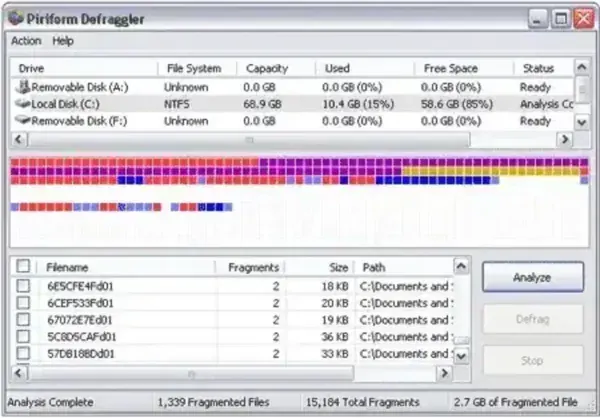 Defraggler Portable - Free Defrag