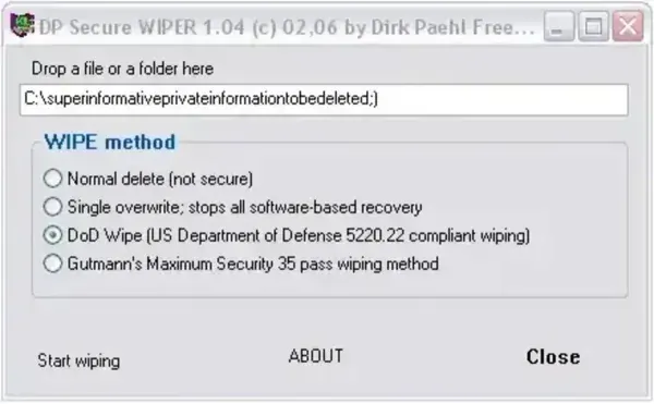 DPWiper - A Portable Secure File Deletion Tool DPWiper Portable File Shredder