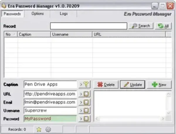 EPM Portable Password Manager EMP password manager screenshot