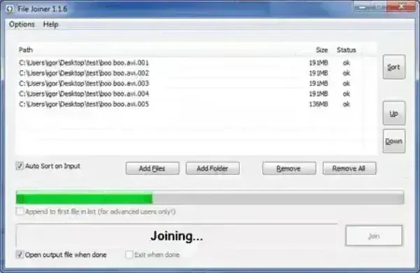 File Joiner - Join Split Files Screenshot of File Joiner - Join Split Files Tool