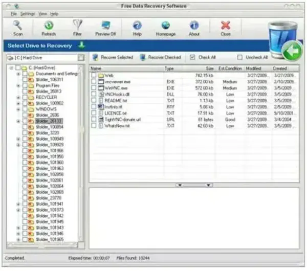 Free Data Recovery Software Screenshot