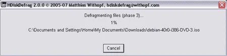 HDiskDefrag Defragmenting Files