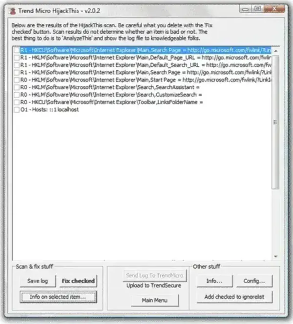 HijackThis Portable Malware Spyware Detection Tool