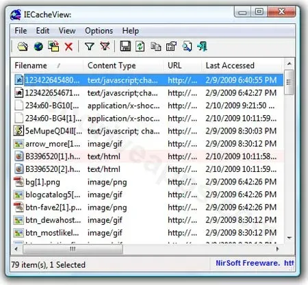 Screenshot of IECacheView - Internet Explorer Cache Viewer 