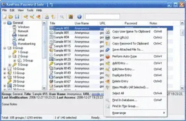 KeePass Password Safe Screenshot