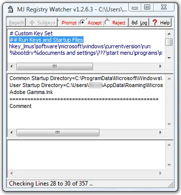 Screenshot of MJ Registry Monitor - Portable Registry Monitor