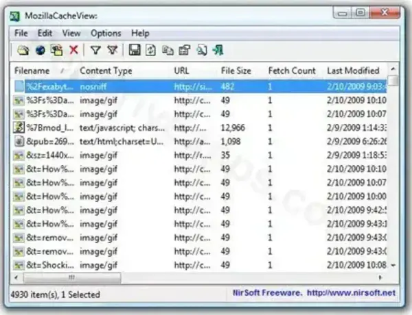 Mozilla Cache Viewer MozillaCacheView