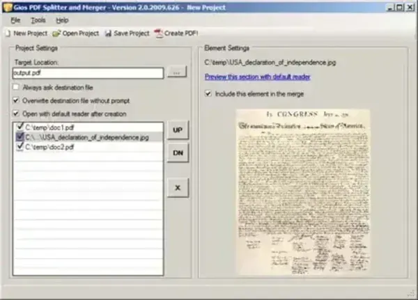 Gios PDF File Splitter and Merger
