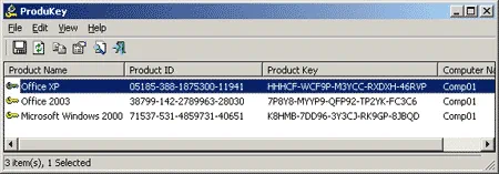 ProduKey Windows Product CD Key recovery Screenshot