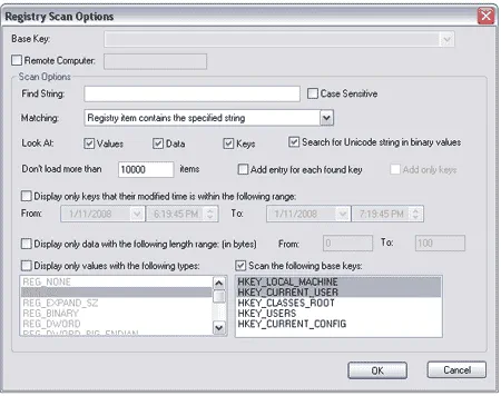 RegScanner Windows Registry Viewer and Search Tool
