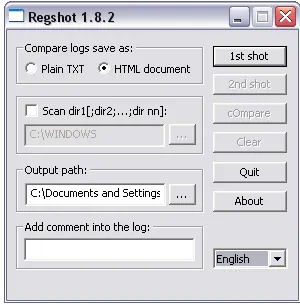 Regshot Portable Registry Comparison Tool