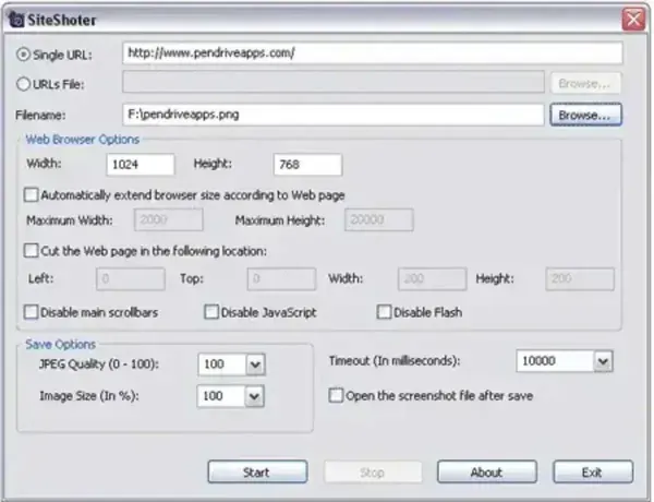 SiteShoter Portable Webpage Screenshotting Utility SiteShoter Webpage Screenshot Tool